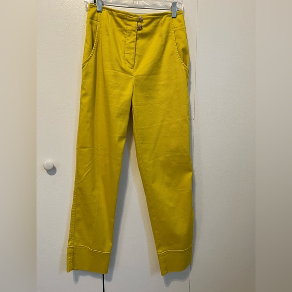 MAEVE High Rise Canary Yellow Cuffed Pants - Picture 2 of 4